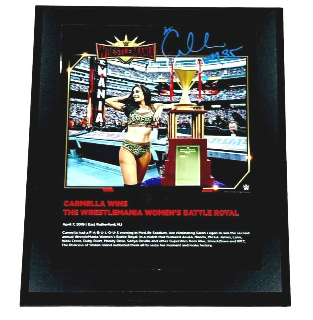 WWE CARMELLA WM35 HAND SIGNED 10X13 FRAMED PLAQUE WITH PICTURE PROOF AND COA