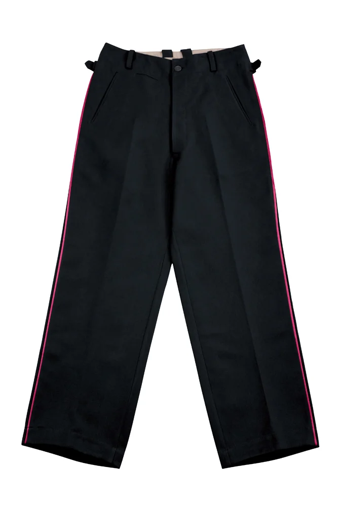   German Fire Police Officer Black Gabardine Trousers With Pipe German-Uniform