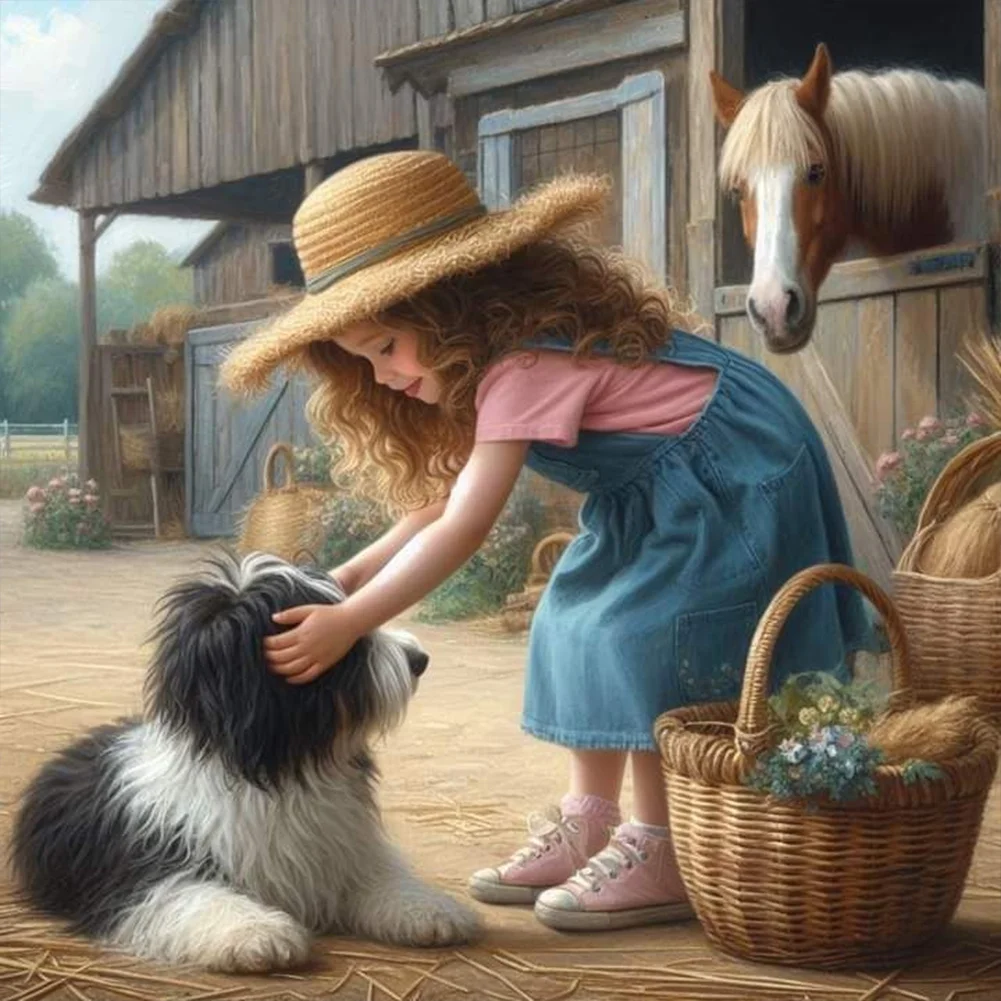 Full Round Diamond Painting 30*30cm - Farm Girl