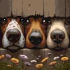 Three Curious Puppies-Paint by Numbers Acrylic Painting 40*40CM