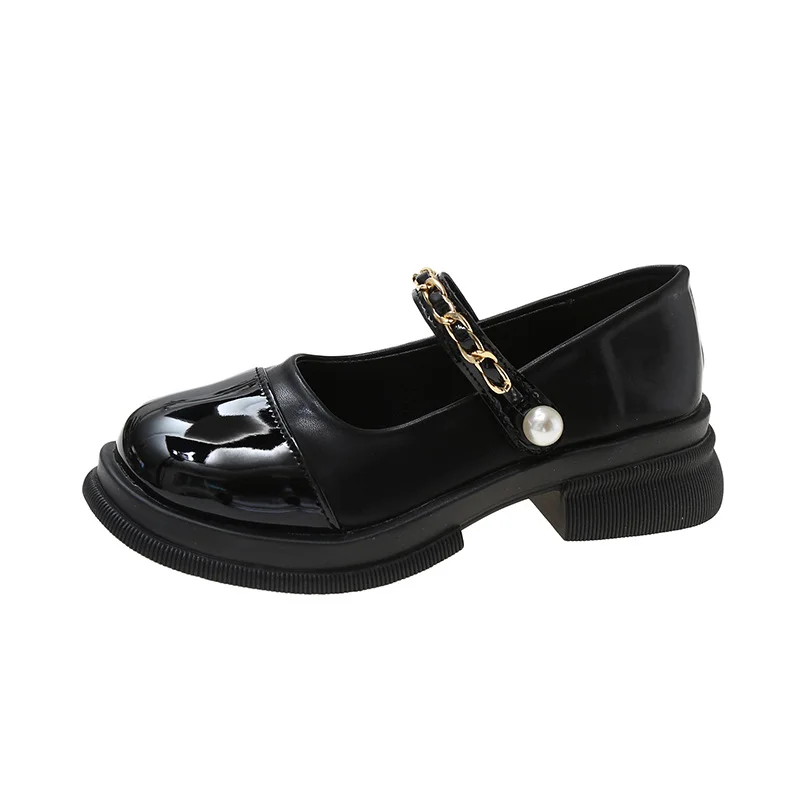 Tanguoant Tanguoant Leather Shoes Female British Wind Autumn 2024 New Round Head Thick Platform Mary Jane Shoes Female French Retro Thick Heel Single Shoes