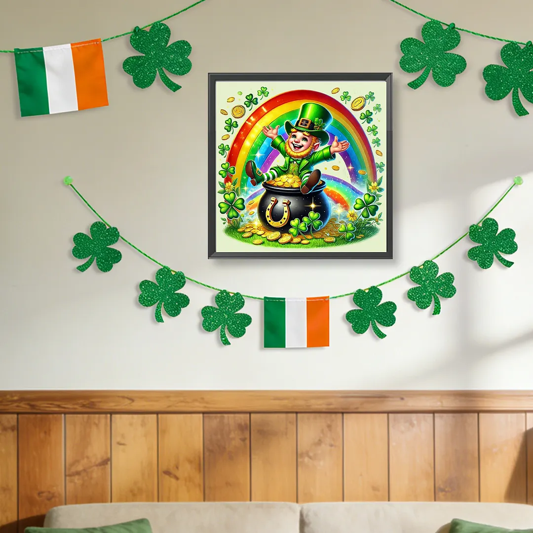 St Patricks Day Full DIY 5D Round Drill Diamond Art Kits for Home Wall Decor 40x40cm