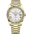 Rolex Day-Date 40 Presidential White dial, Fluted Bezel, President bracelet, Yellow gold Watch