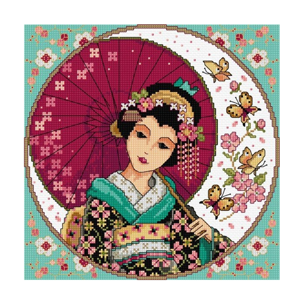 

Japanese Geisha - 11CT Stamped Cross Stitch - 50*50CM, 501 Original