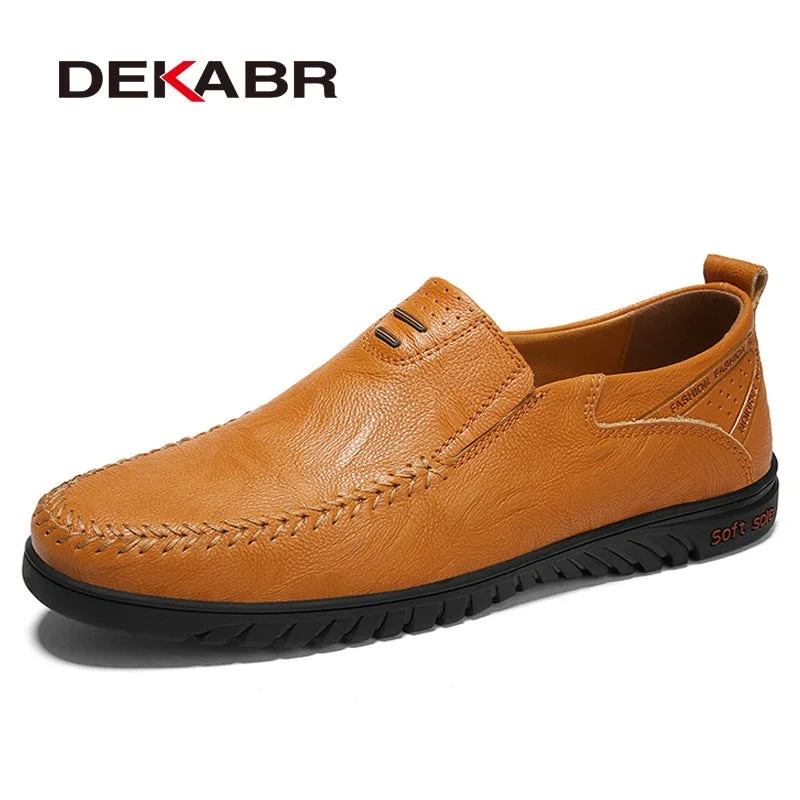 DEKABR Brand Men Genuine Leather Shoes Luxury Casual Shoes Soft Men Loafers Breathable Slip On Driving Men Shoes Plus Size 47
