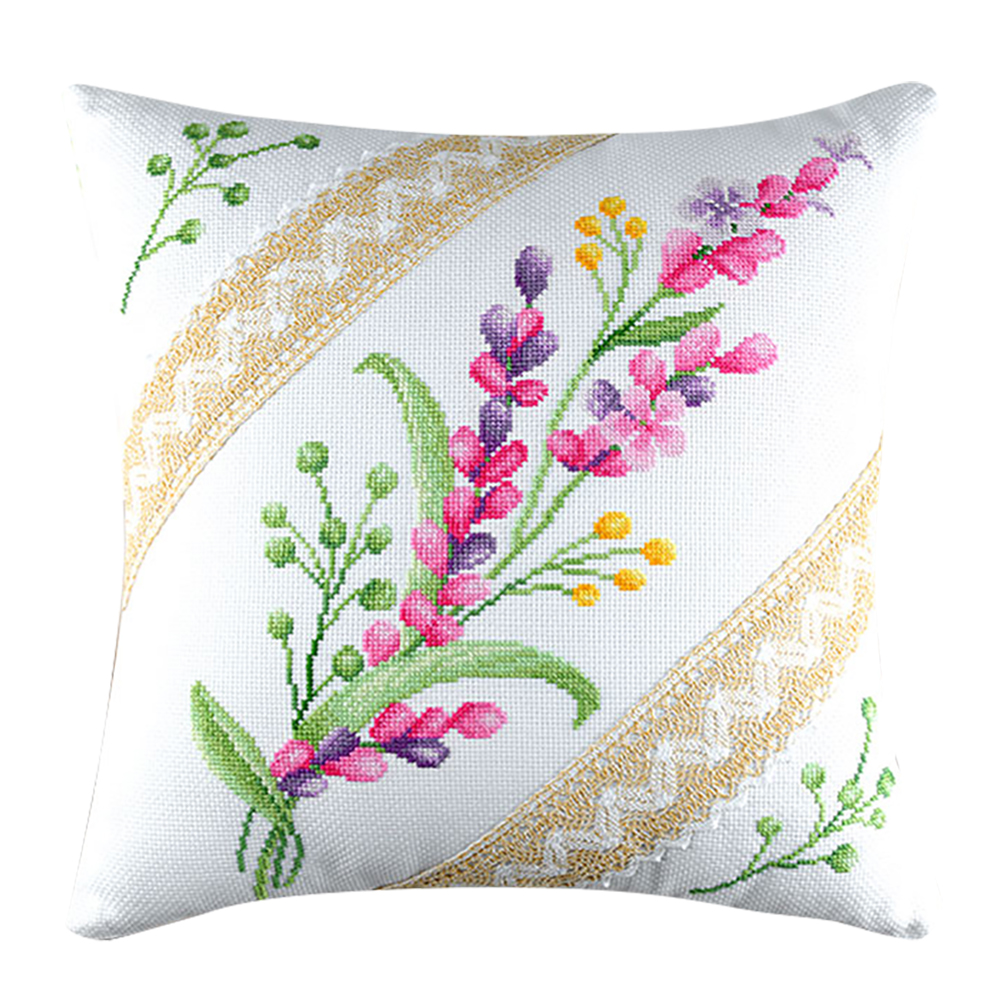 Pillow Case Flower Pillow Cover 11CT Pre-stamped Canvas(46*46cm) Cross Stitch