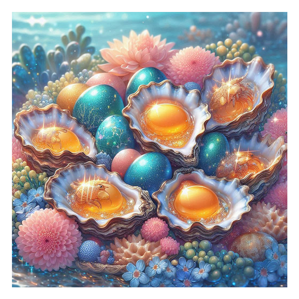 Pile Of Shells Ocean 40*40cm(canvas) full round drill diamond painting