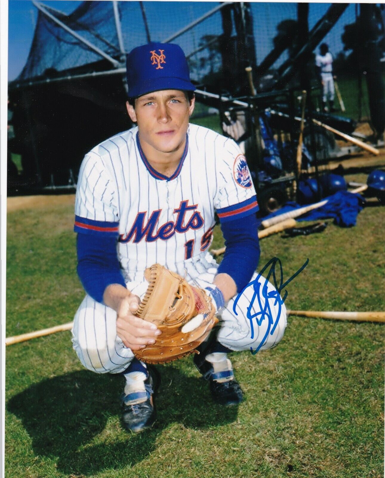 BUTCH BENTON NEW YORK METS ACTION SIGNED 8x10