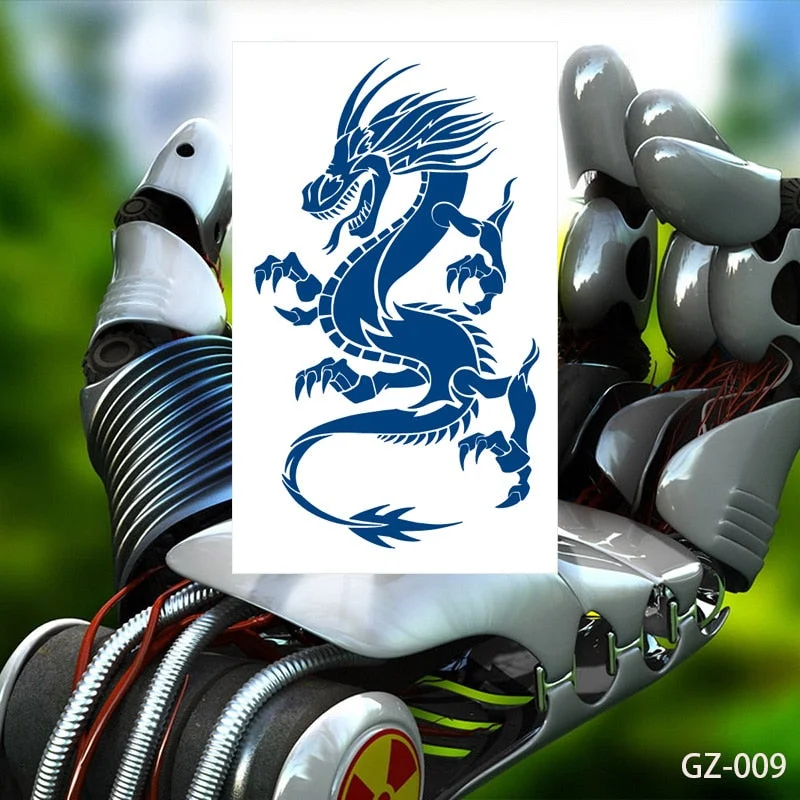 Temporary Tattoos Stickers Dragon Lion Monkey King Juice Ink Lasting Natural Men Womens Arm Body Chest Realistic Art Fake Tatoo