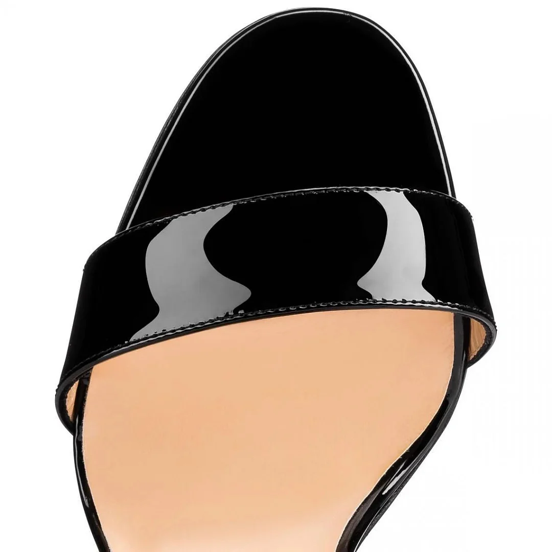 100mm Women's Red Bottom Open Toe Sandals Ankle Strap High Heel Patent Summer Party Wedding Shoes-MERUMOTE