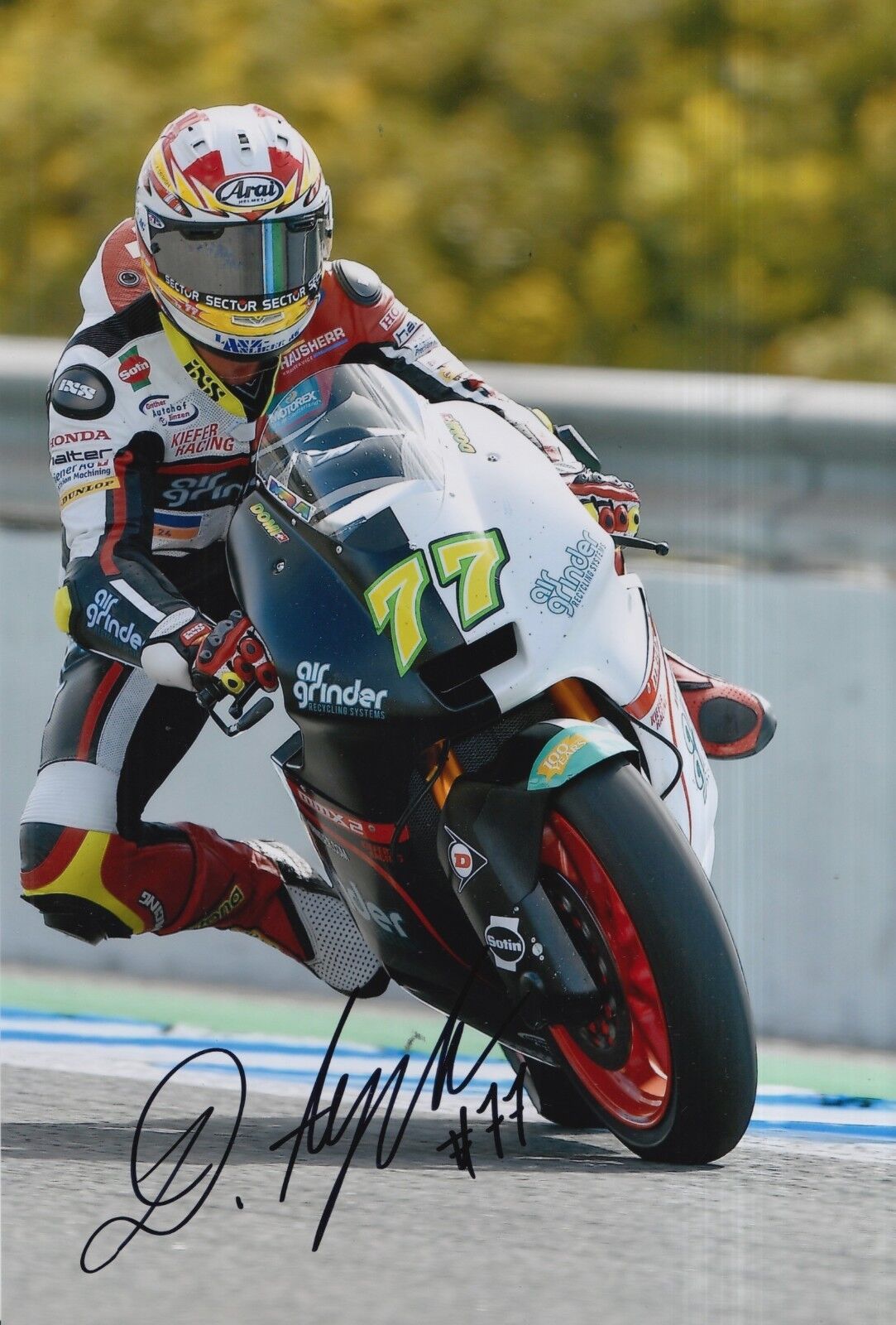 Dominique Aegerter Hand Signed Kiefer Racing 12x8 Photo Poster painting 2017 Moto2 MotoGP.