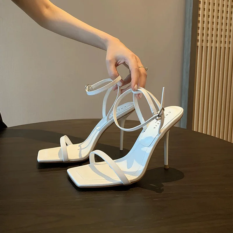 Breakj Breakj Word With Sandals Women 2025 Summer New Temperament Niche Design Fine Heel High-Heeled Shoes Toe