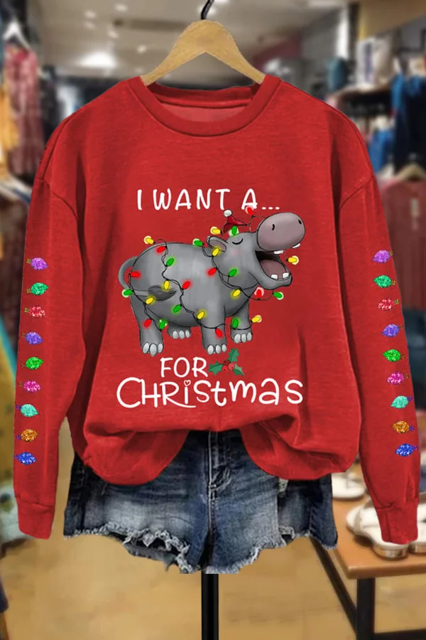 Women's Christmas Funny Pattern Neck Sweatshirt