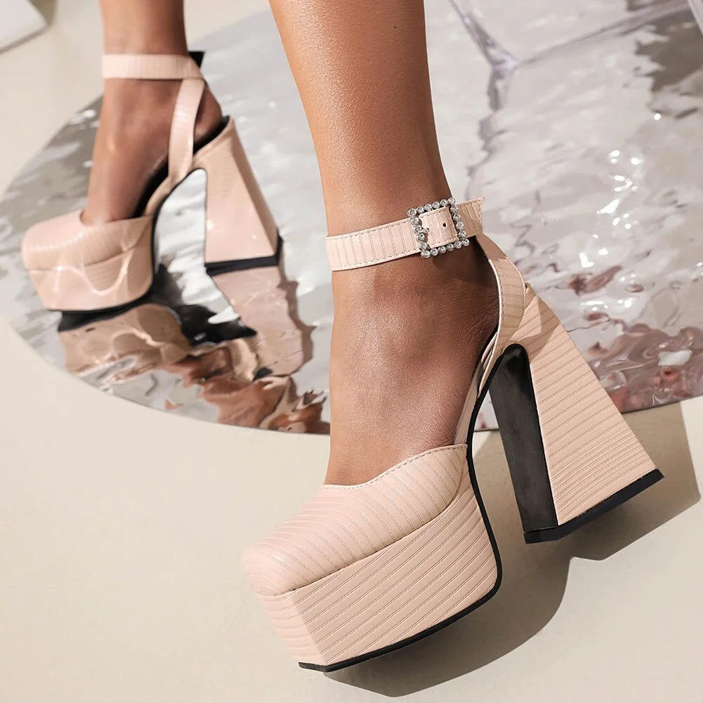 Breakj INS Brand Big Size 48 Women's Sandals High Heels Platform Buckle Trendy Shoes Woman Summer Elegant Wedding Gladiator