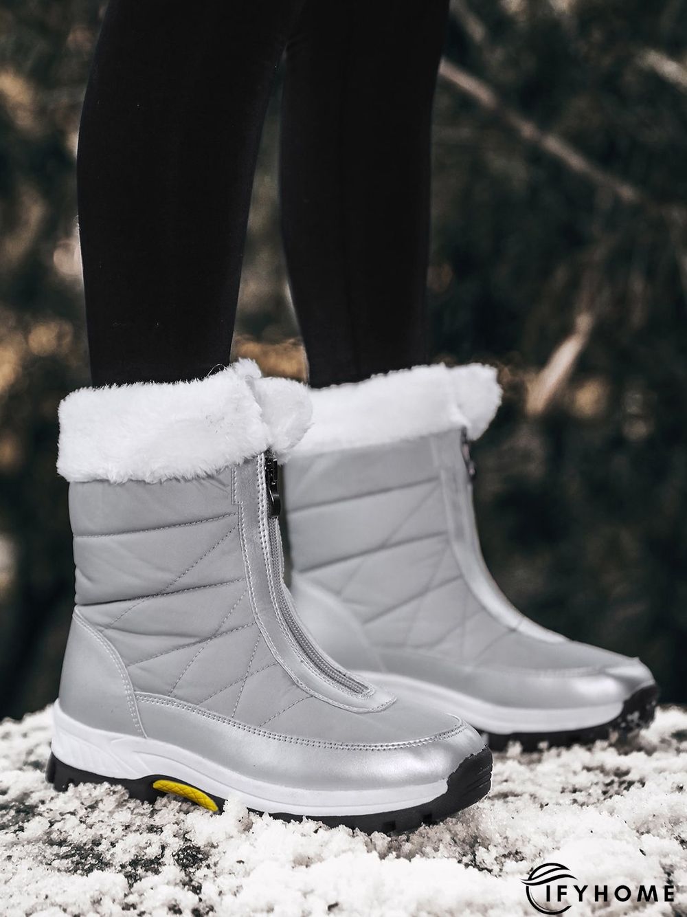 Winter Front Zip Thermal Lined Outdoor Snow Boots | IFYHOME