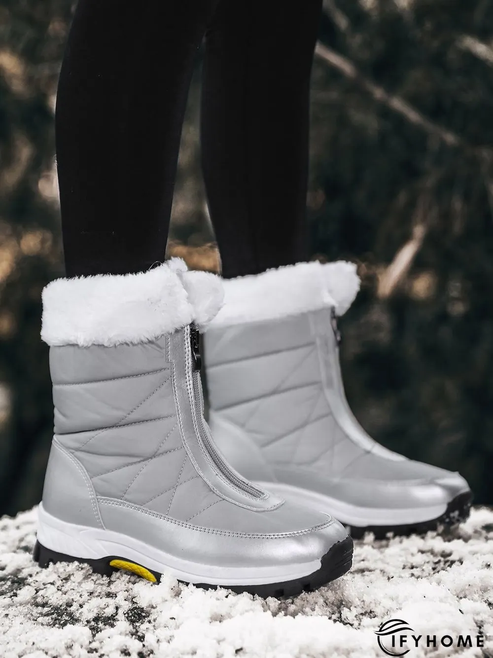 Winter Front Zip Thermal Lined Outdoor Snow Boots | IFYHOME