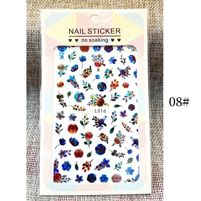 1 Sheet New Roman English Alphabet Number 3D Nail Stickers Christmas Animals iridescent Gold Silver Word Small Letters Nail