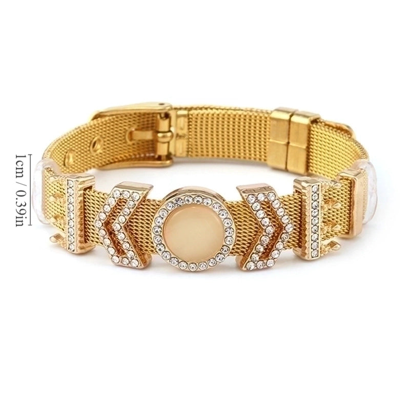 Minimalist Solid Color 304 Stainless Steel Gold Plated Alloy Rhinestones Bangle In Bulk