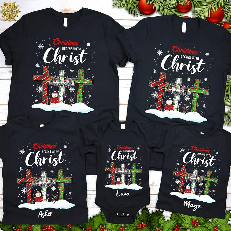 Christmas Begins with Christ Family Matching Shirts