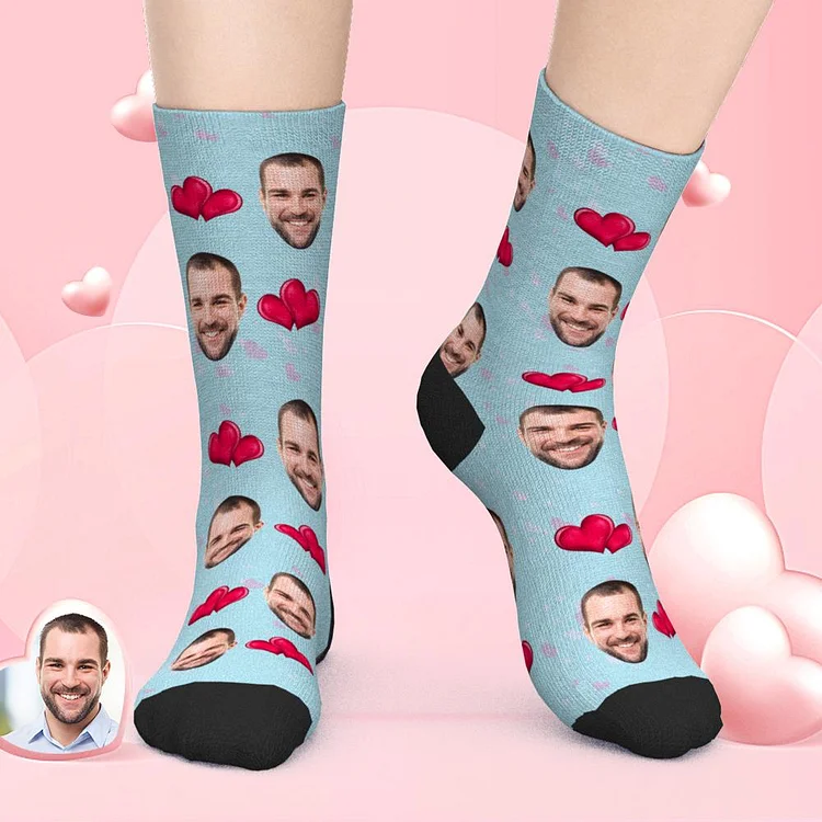 Custom Face Socks Double Heart Socks