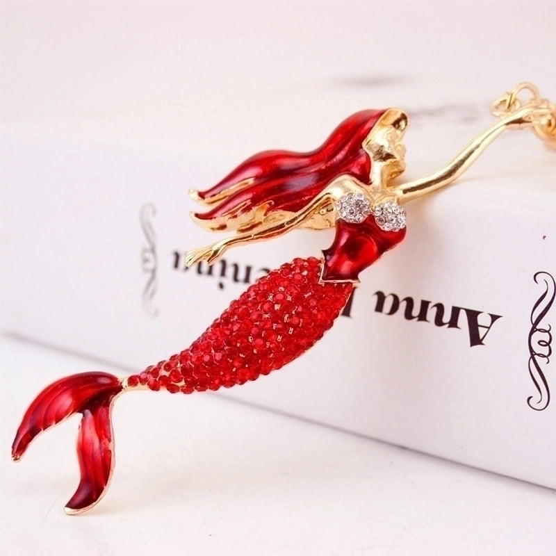 Korean Creative Cute Diamond Mermaid Rhinestone Keychain