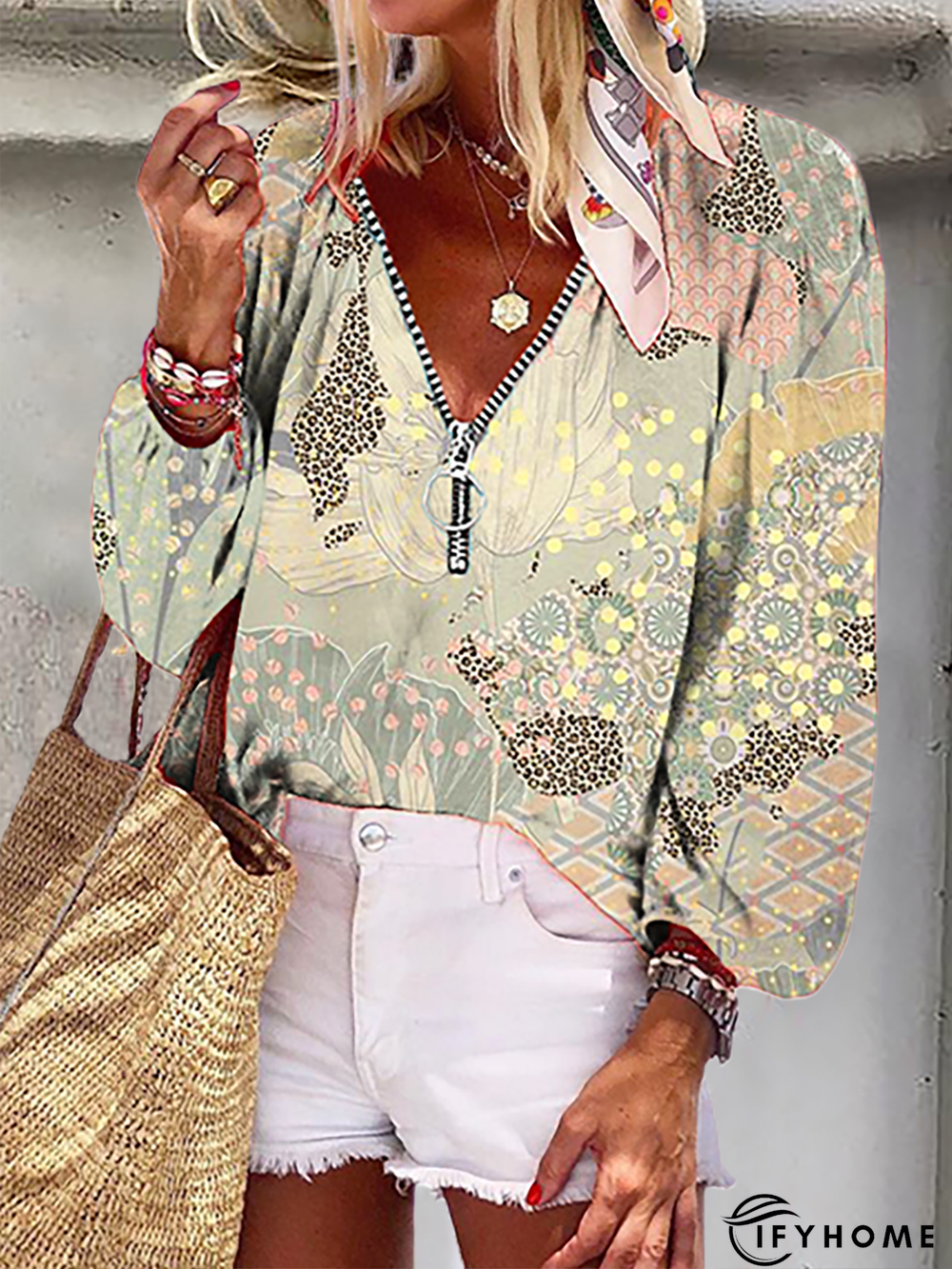 Plus size Leopard Printed Long Sleeve Tops | IFYHOME