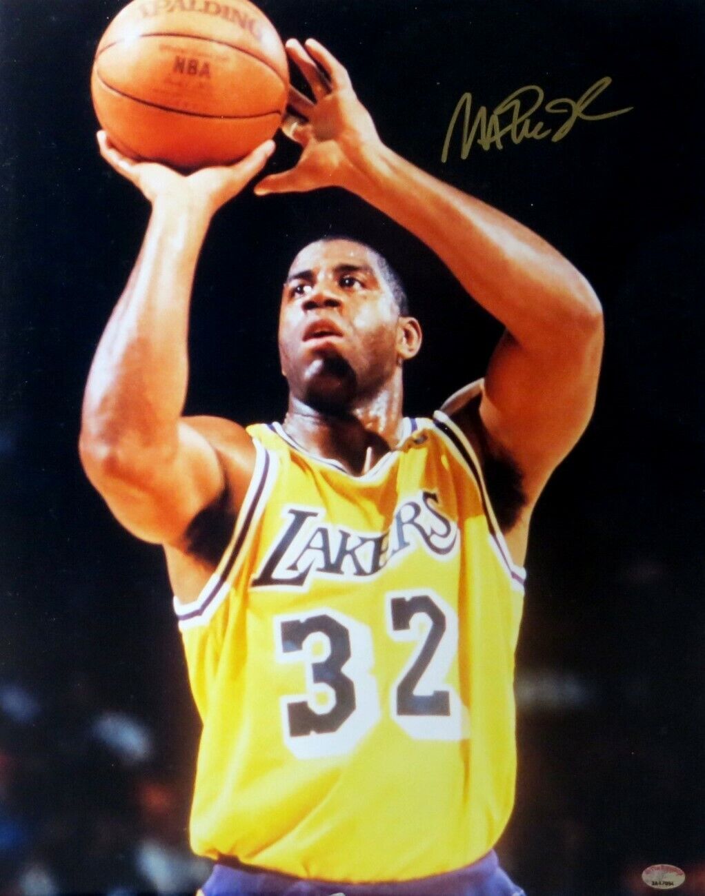 Magic Johnson Signed Autographed 16X20 Photo Poster painting Lakers  Throw Gold Ink PSA ITP