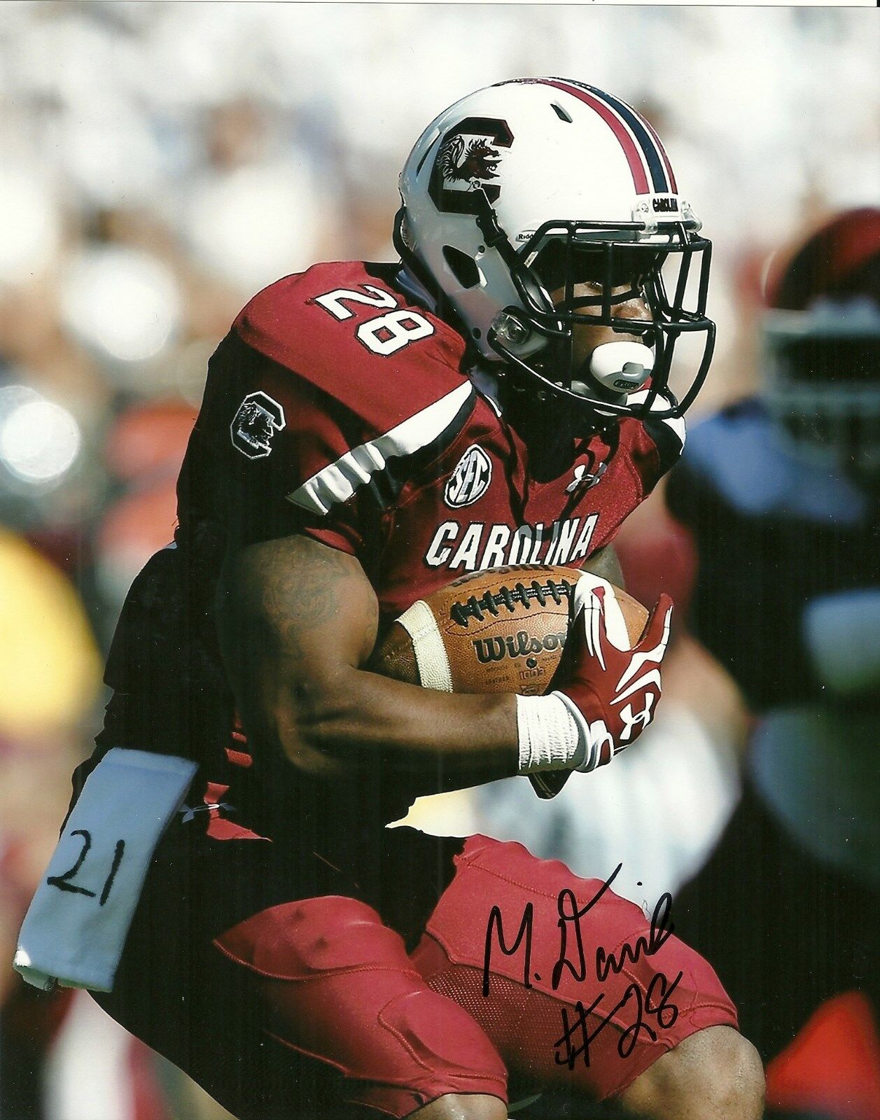 SAN FRANCISCO 49ERS MIKE DAVIS SIGNED SOUTH CAROLINA GAMECOCKS 8X10 Photo Poster painting W/COA