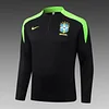 2025 Brazil Long Zipped Jacket Black Jersey 1:1 Thai Quality Set