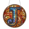 (Upgrade Size)DIY Double Sided Diamond Painting Alphabet Family Last Name Initial Sign Ornament with Chain Window Hanging Kit