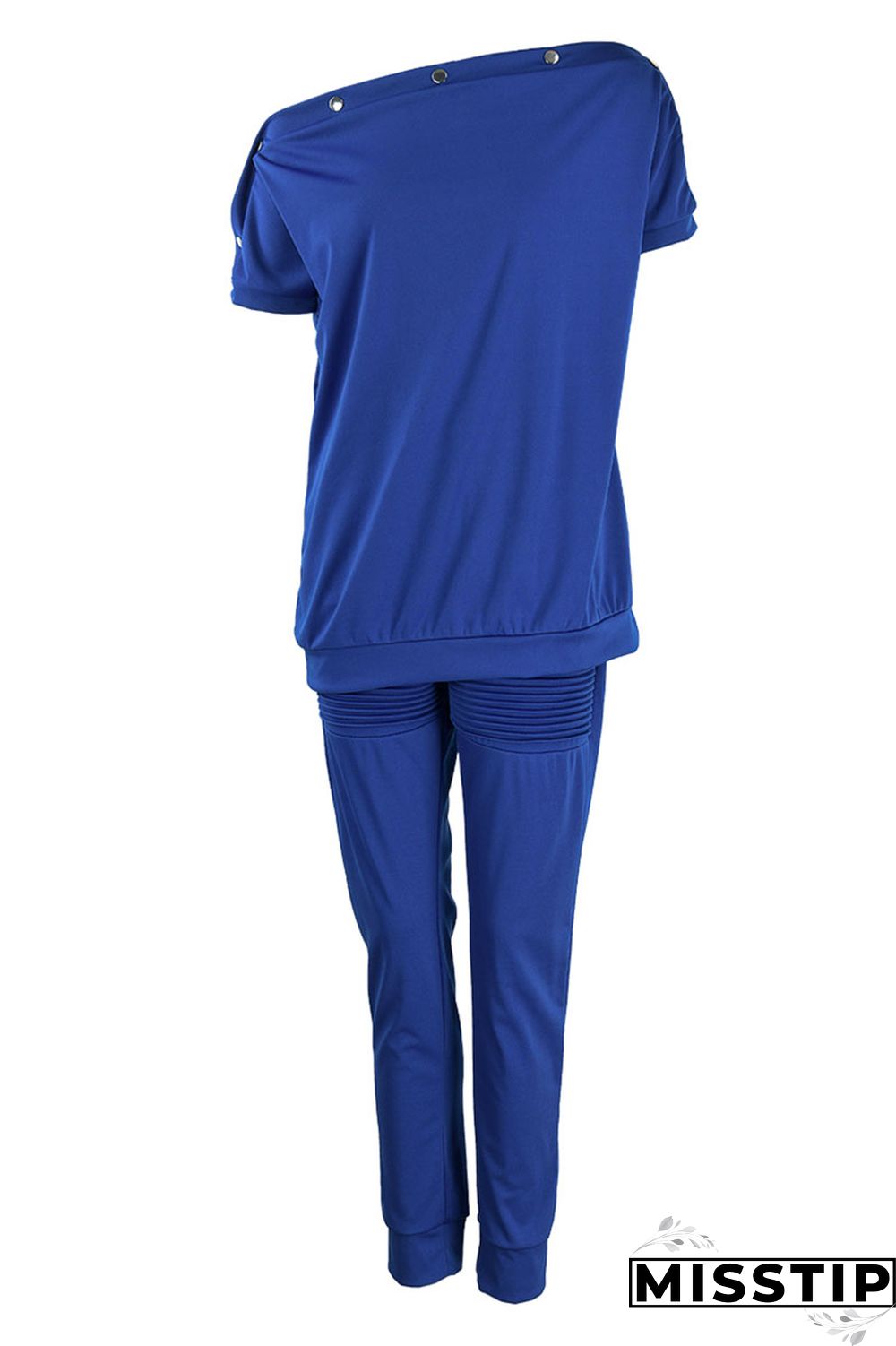 Black Casual Solid Patchwork Oblique Collar Short Sleeve Two Pieces