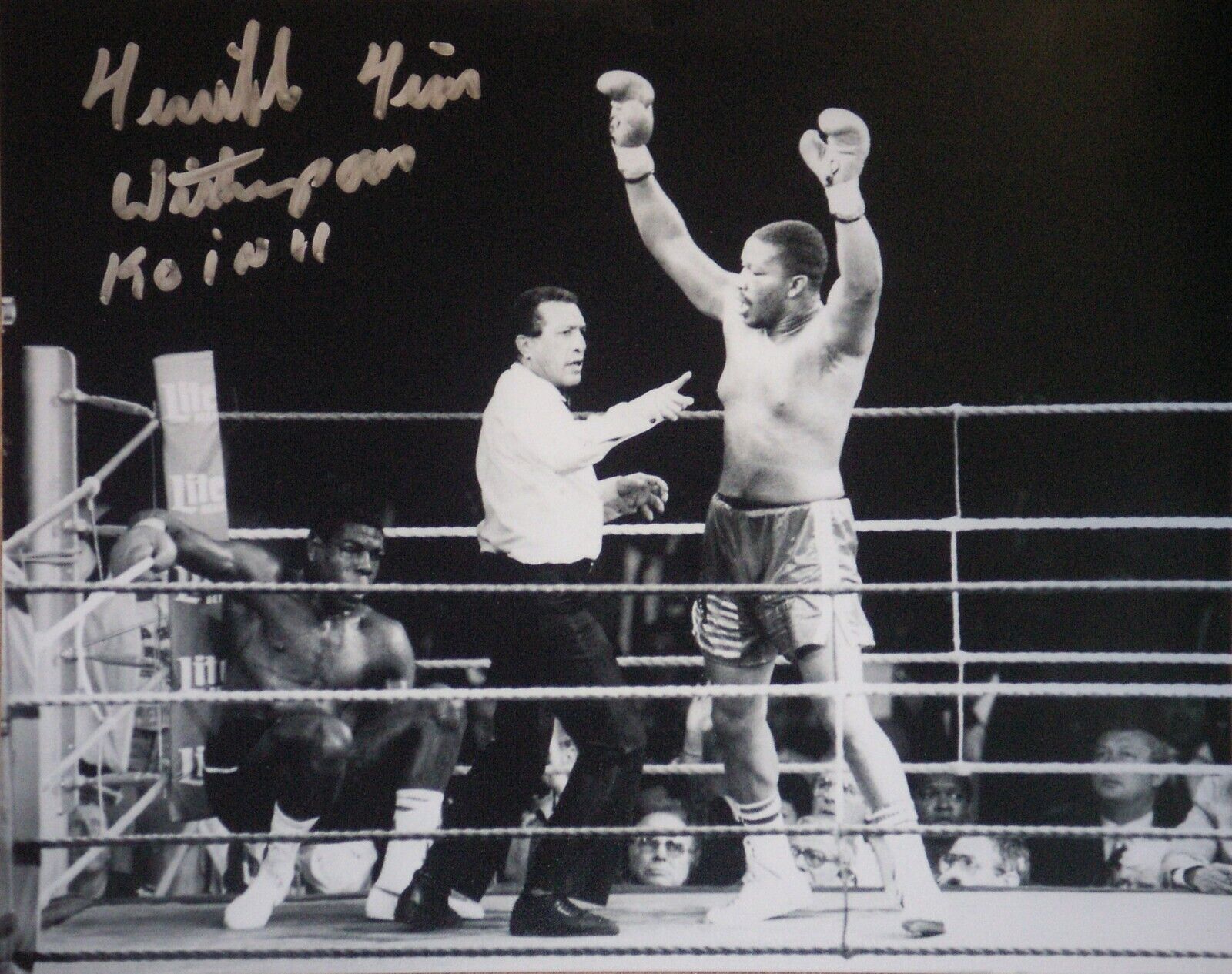 TIM WITHERSPOON WORLD CHAMPION SIGNED 10X8 v FRANK BRUNO BOXING Photo Poster painting PROOF COA