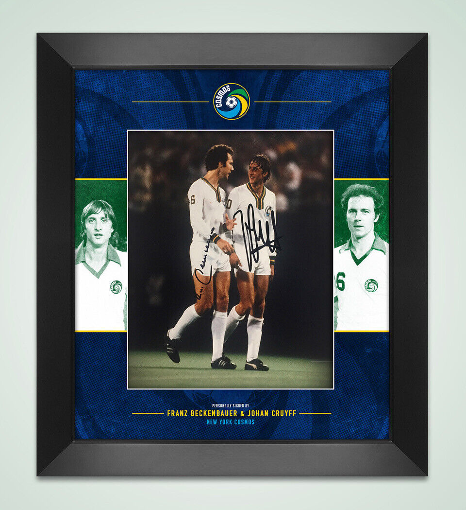 Franz Beckenbauer & Johan Cruyff Signed 10X8 Framed Photo Poster painting AFTAL COA