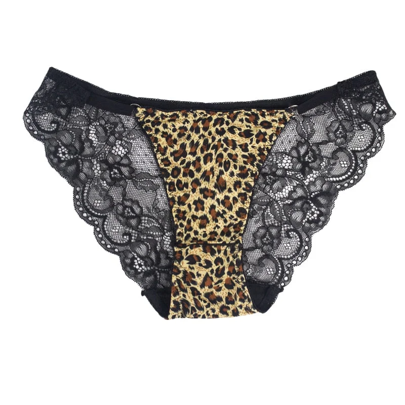 Leopard Panties For Ladies Print Sexy Lace  Women's Underwear Underpants Middle Low Waist One-Piece Women's Sexy Lingerie Briefs