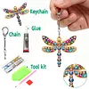 1PC DIY 3D Darner Diamond Art Keychain with Lobster Buckle Double-Sided Diamond Keychains with Spring Chain Crystal Rhinestone Diamond Mosaic Key Chain Unique Handmade Gift