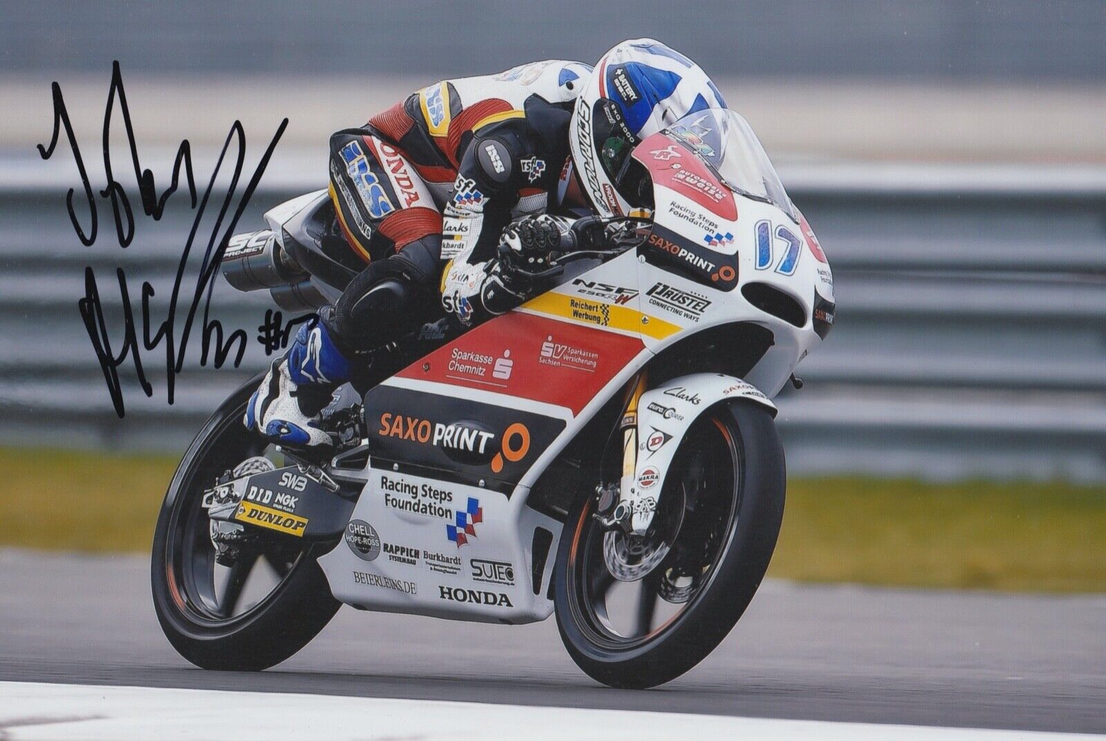 John McPhee Hand Signed 12x8 Photo Poster painting MotoGP Autograph SaxoPrint RTG Honda 2014 1