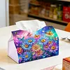 (24cm)Diamond Art Tissue Box Cover DIY PU Desktop Organizer Large(Flower)