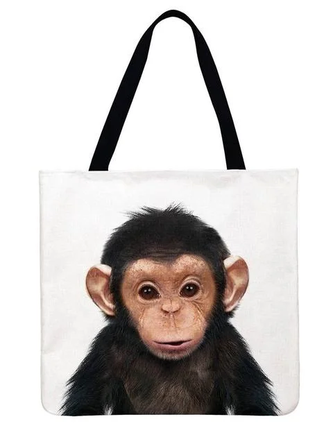Linen Eco-friendly Tote Bag - Cute Animal With Flower