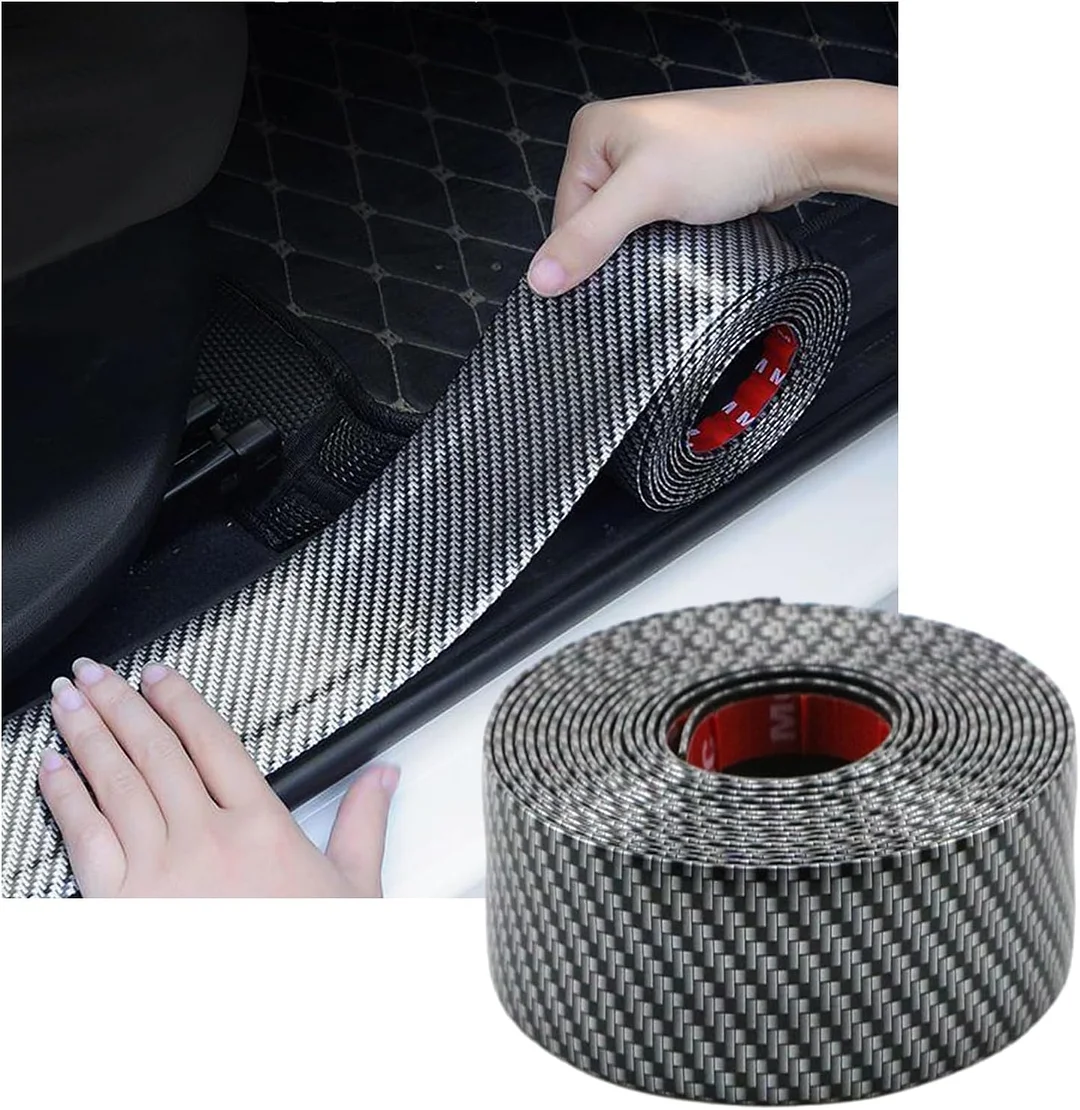 Car door anti-collision and anti-scratch cover sticker, waterproof carbon fiber door sill protection tape