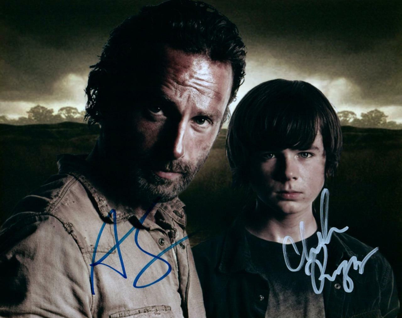 Chandler Riggs Andrew Lincoln signed 8x10 Photo Poster painting Pic autographed Picture with COA