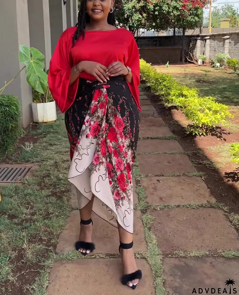 Fashion Print Long Sleeve Bandage Maxi Dress