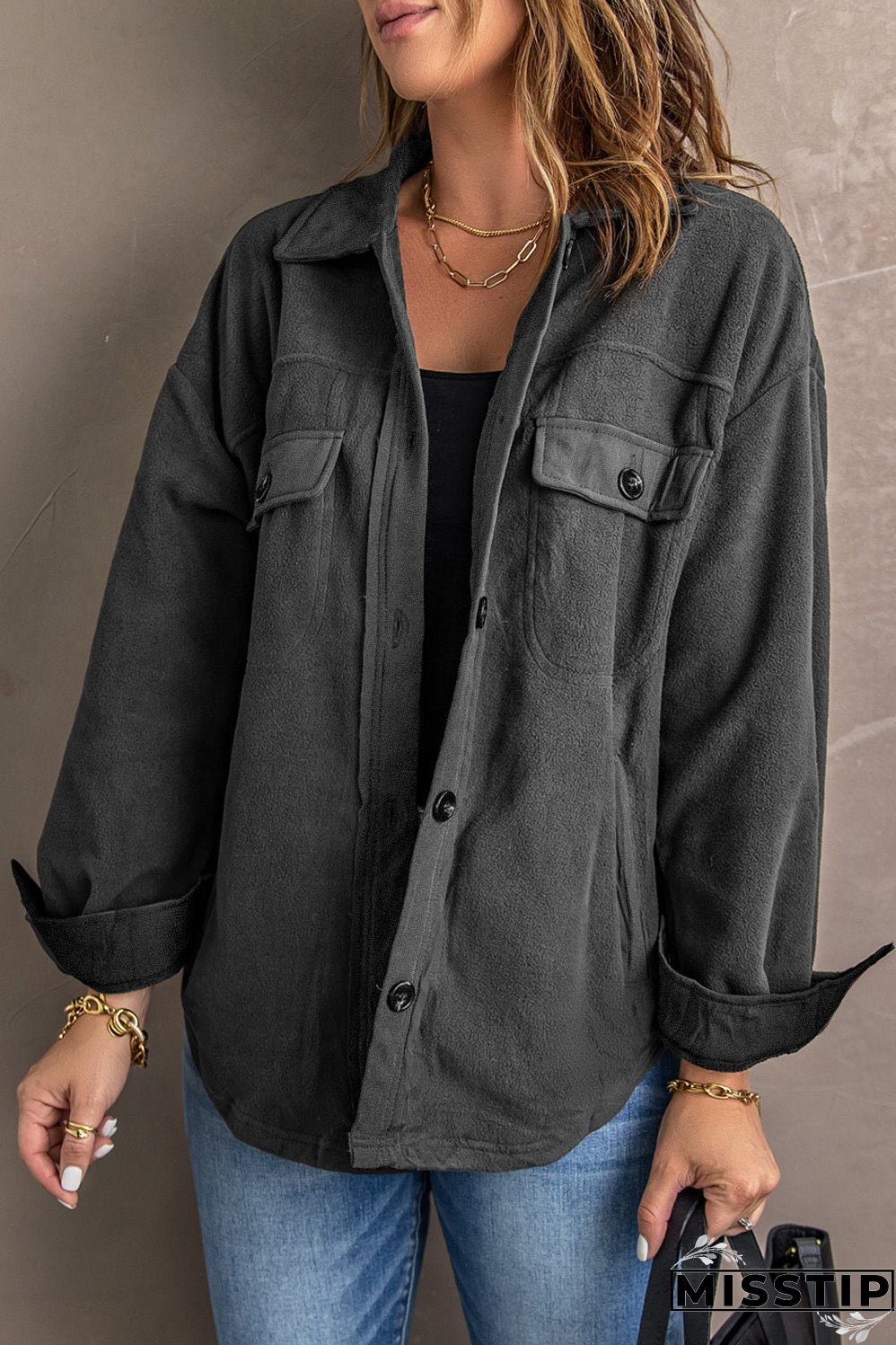 Turn Down Collar Shirt Jacket