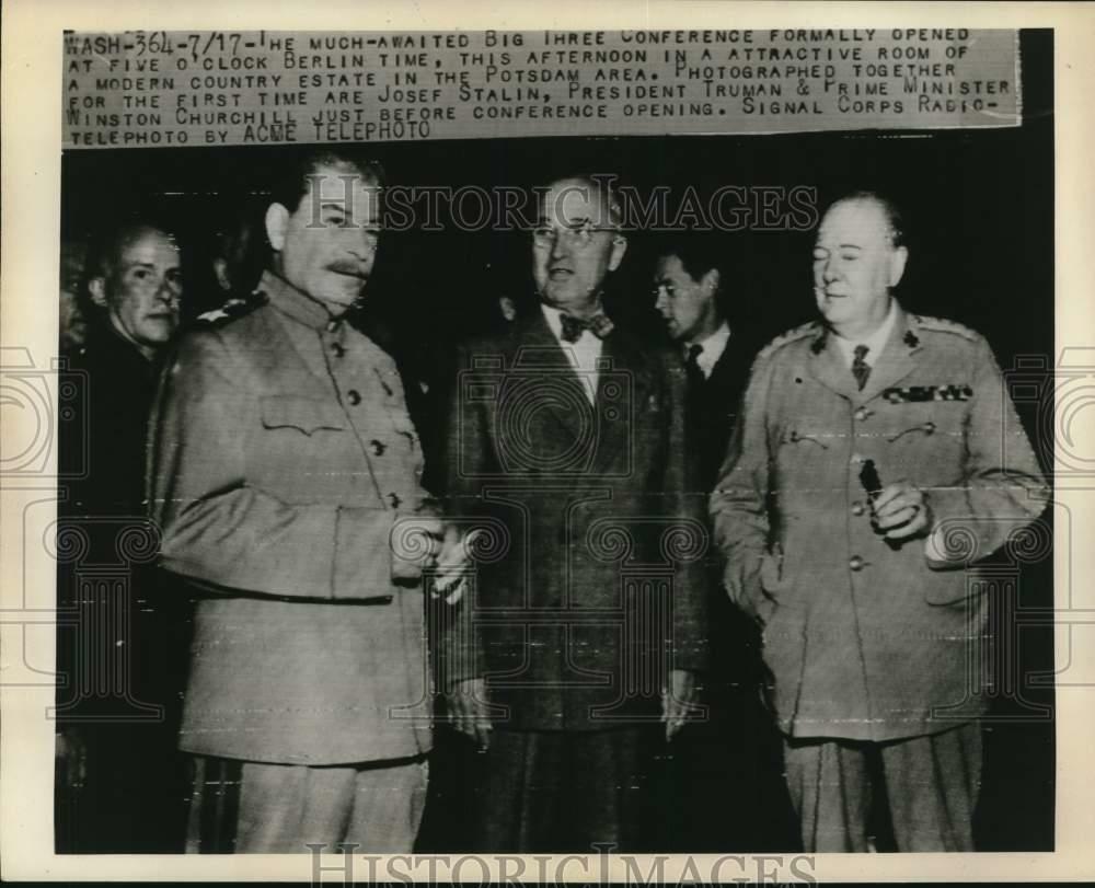 Press Photo Poster painting President Truman meets with other Big Three members at Potsdam