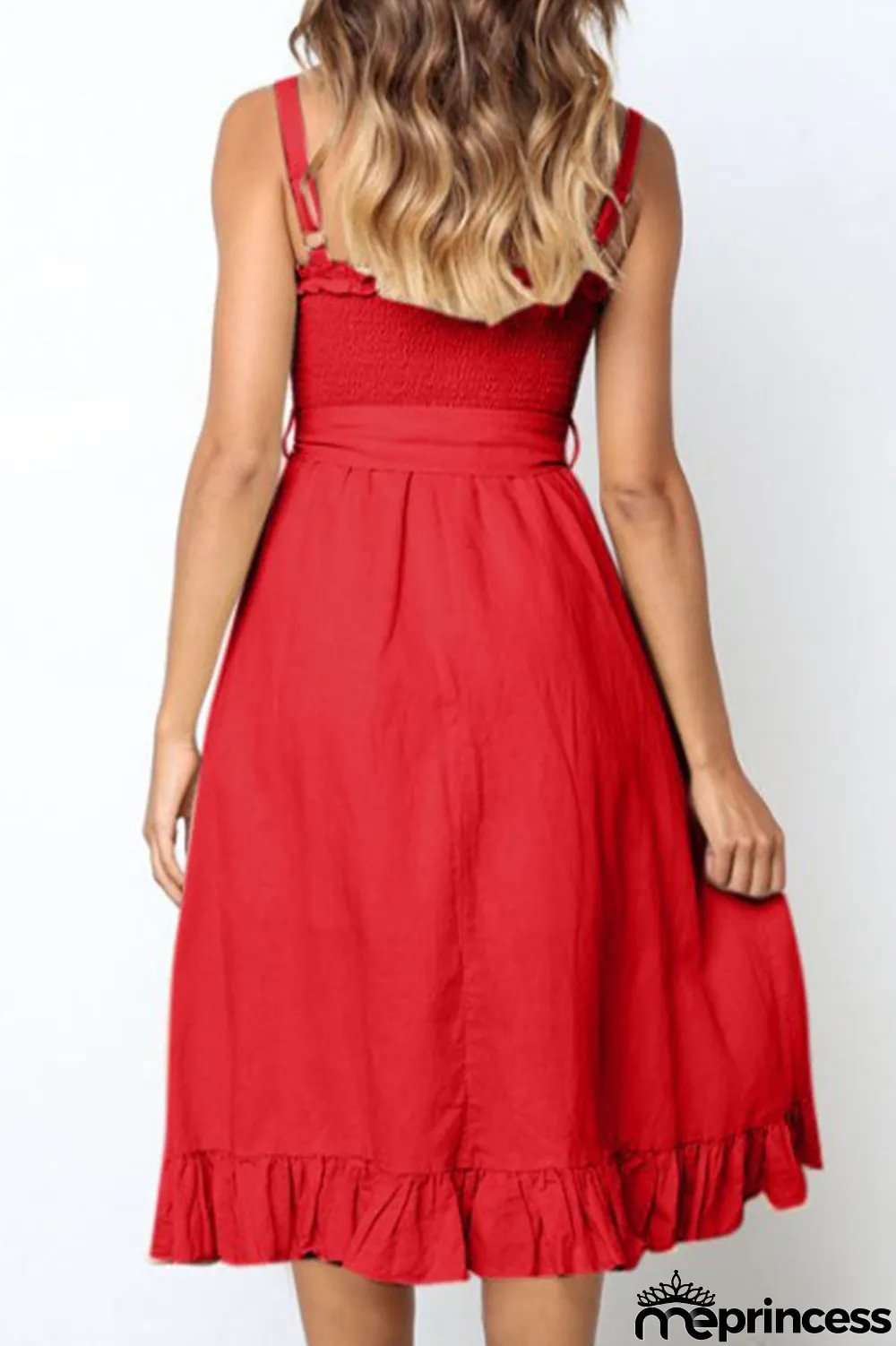 Fashion Casual Solid Split Joint Spaghetti Strap A Line Dresses
