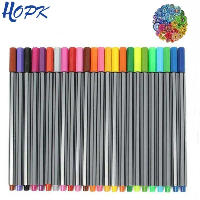 24 Fineliner Color Pen Set Fine Line Colored Sketch Arts Drawing Marker Pens for Journal Planner Graffiti Hook Fiber Pens