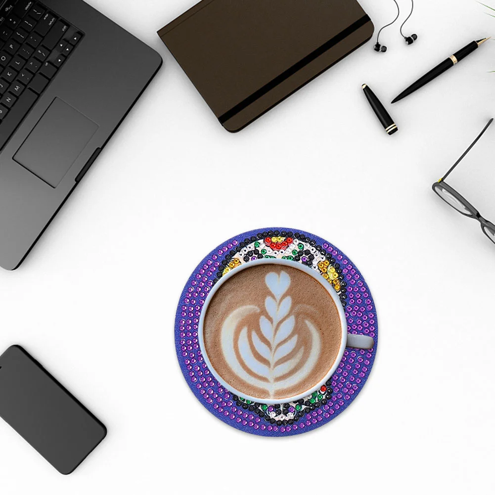 6pcs/set Skull DIY Diamond Painting Coaster Round Cup Cushion Home Decor