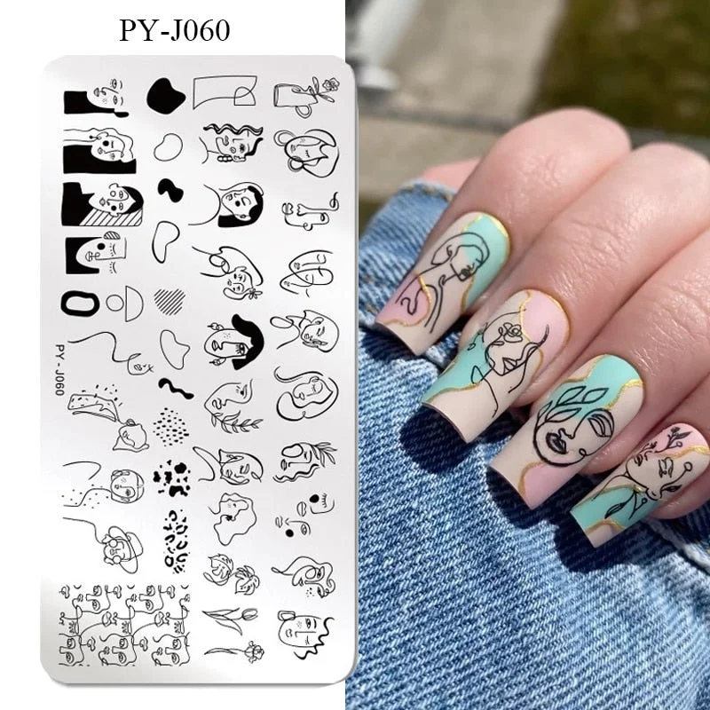 PICT YOU Nail Stamping Plates Characters Pattern Nail Art Plate Stencil Line Pictures People Theme Image Plates Template Tool