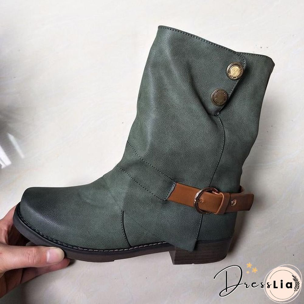 Daily Zipper Winter Low Heel Plus Size Boots