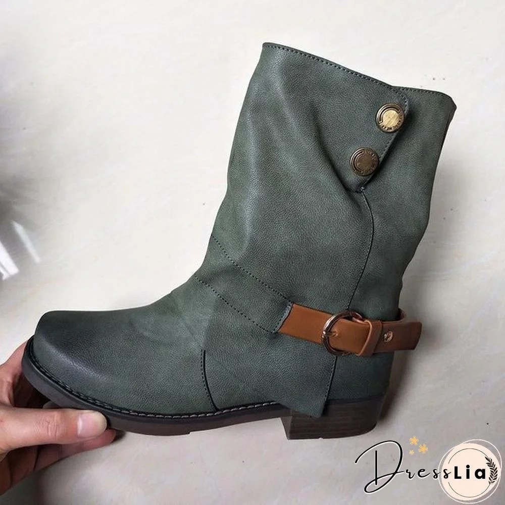 Daily Zipper Winter Low Heel Plus Size Boots