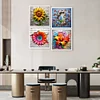 4pcs 5Diamond Painting -DIY Round Drill Flowers in The Wall